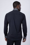 Barabas Wholesale Men's Turtleneck Rhinestones Collar Long Sleeve Shirts 4BR411 Black Silver