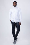 Barabas Wholesale Men's Turtleneck Rhinestones Collar Long Sleeve Shirts 4BR411 White Silver