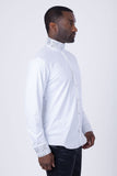 Barabas Wholesale Men's Turtleneck Rhinestones Collar Long Sleeve Shirts 4BR411 White Silver