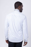 Barabas Wholesale Men's Turtleneck Rhinestones Collar Long Sleeve Shirts 4BR411 White Silver