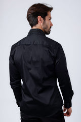 Barabas Wholesale Men's Rhinestones Button Down Long Sleeve Shirts 4BR412 Black