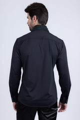 Barabas Wholesale Men's Rhinestones Button Down Long Sleeve Shirts 4BR412 Black Green