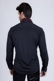 Barabas Wholesale Men's Rhinestones Button Down Long Sleeve Shirts 4BR412 Black Red