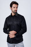 Barabas Wholesale Men's Rhinestones Button Down Long Sleeve Shirts 4BR412 Black Silver