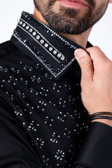 Barabas Wholesale Men's Rhinestones Button Down Long Sleeve Shirts 4BR412 Silver