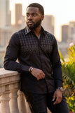 Barabas Wholesale Men's Rhinestones Button Down Long Sleeve Shirts 4BR412 Black Silver