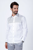 Barabas Wholesale Men's Rhinestones Button Down Long Sleeve Shirts 4BR412 White Black Silver