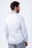 Barabas Wholesale Men's Rhinestones Button Down Long Sleeve Shirts 4BR412 White Black Silver