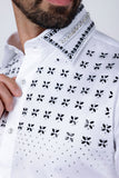 Barabas Wholesale Men's Rhinestones Button Down Long Sleeve Shirts 4BR412 White Black Silver