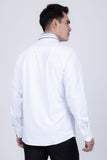 Barabas Wholesale Men's Rhinestones Button Down Long Sleeve Shirts 4BR412 White Blue