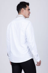 Barabas Wholesale Men's Rhinestones Button Down Long Sleeve Shirts 4BR412 White Gold