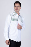 Barabas Wholesale Men's Rhinestones Button Down Long Sleeve Shirts 4BR412 White Green