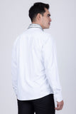 Barabas Wholesale Men's Rhinestones Button Down Long Sleeve Shirts 4BR412 White Green