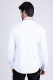 Barabas Wholesale Men's Rhinestones Button Down Long Sleeve Shirts 4BR412 White Red