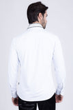 Barabas Wholesale Men's Rhinestones Button Down Long Sleeve Shirts 4BR412 White Silver