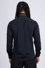 Barabas Wholesale Men's Rhinestones Pearls Button Down Long Sleeve Shirts 4BR413 Black Gold