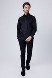 Barabas Wholesale Men's Rhinestones Pearls Button Down Long Sleeve Shirts 4BR413 Black Black