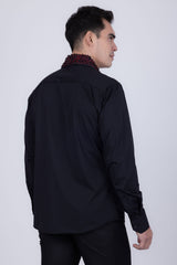 Barabas Wholesale Men's Rhinestones Pearls Button Down Long Sleeve Shirts 4BR413 Black Blue