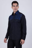 Barabas Wholesale Men's Rhinestones Pearls Button Down Long Sleeve Shirts 4BR413 Black Blue