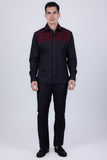 Barabas Wholesale Men's Rhinestones Pearls Button Down Long Sleeve Shirts 4BR413 Black Red