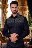 Barabas Wholesale Men's Rhinestones Pearls Button Down Long Sleeve Shirts 4BR413 Black Silver