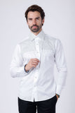 Barabas Wholesale Men's Rhinestones Pearls Button Down Long Sleeve Shirts 4BR413 Off White 