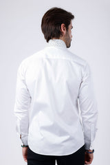 Barabas Wholesale Men's Rhinestones Pearls Button Down Long Sleeve Shirts 4BR413 White 