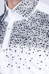 Barabas Wholesale Men's Rhinestones Pearls Button Down Long Sleeve Shirts 4BR413 White Black
