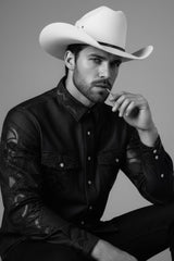 Barabas Wholesale Men's Studded Stretchy Button Down Long Sleeve Shirts 4BR414 Black