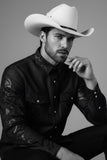 Barabas Wholesale Men's Studded Stretchy Button Down Long Sleeve Shirts 4BR414 Black
