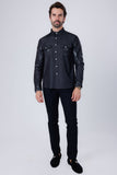 Barabas Wholesale Men's Studded Stretchy Button Down Long Sleeve Shirts 4BR414 Black