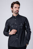 Barabas Wholesale Men's Studded Stretchy Button Down Long Sleeve Shirts 4BR414 Black