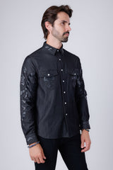 Barabas Wholesale Men's Studded Stretchy Button Down Long Sleeve Shirts 4BR414 Black