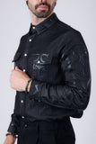 Barabas Wholesale Men's Studded Stretchy Button Down Long Sleeve Shirts 4BR414 Black
