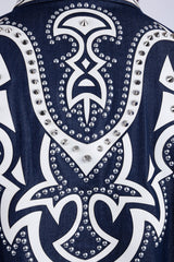 Barabas Wholesale Men's Studded Stretchy Button Down Long Sleeve Shirts 4BR414 White Blue
