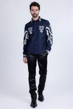 Barabas Wholesale Men's Studded Stretchy Button Down Long Sleeve Shirts 4BR414 Blue
