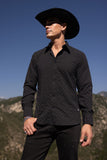 Barabas Wholesale Men's Rhinestones Button Down Long Sleeve Shirts 4BR58 Black