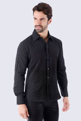 Barabas Wholesale Men's Rhinestones Button Down Long Sleeve Shirts 4BR58 Black