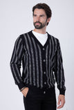 Barabas Wholesale Men's Rhinestone Geometric Stretch Cardigan Sweater 4CJ02 Black Silver