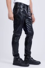 Barabas Wholesale Men's PU Leather Shiny Stretch Casual Pants 4CP100 Black