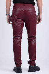 Barabas Wholesale Men's PU Leather Shiny Stretch Casual Pants 4CP100 Red