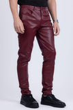 Barabas Wholesale Men's PU Leather Shiny Stretch Casual Pants 4CP100 Scarlet
