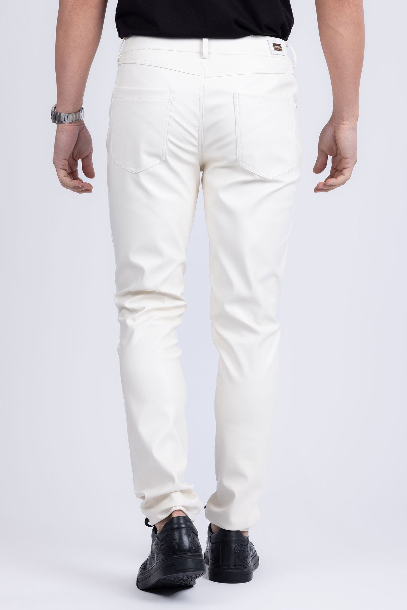 Barabas Wholesale Men's PU Leather Shiny Stretch Casual Pants 4CP100 White