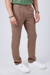 Barabas Wholesale Men's Wool Texture Stretch Waist Dress Pants 4CP33 Coffee