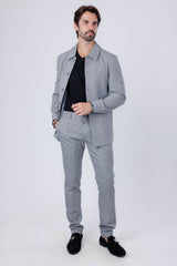 Barabas Wholesale Men's Wool Texture Stretch Waist Dress Pants 4CP33 Grey