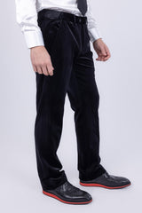 Barabas Men's Velvet Shiny Slim Fit Solid Color Shiny Pants 4CP40 Black
