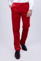 Barabas Men's Velvet Shiny Slim Fit Solid Color Shiny Pants 4CP40 Burgundy