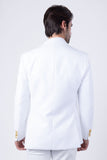 Barabas Wholesale Men's Pearls Gold Leaf Decorative Peak Lapel Blazer 4EBL45 White