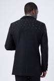 Barabas Wholesale Men's Floral Pattern Rhinestone Shawl Lapel Blazer 4EBL46 Black