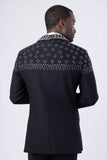 Barabas Wholesale Men's Floral Pattern Rhinestone Shawl Lapel Blazer 4EBL46 Silver